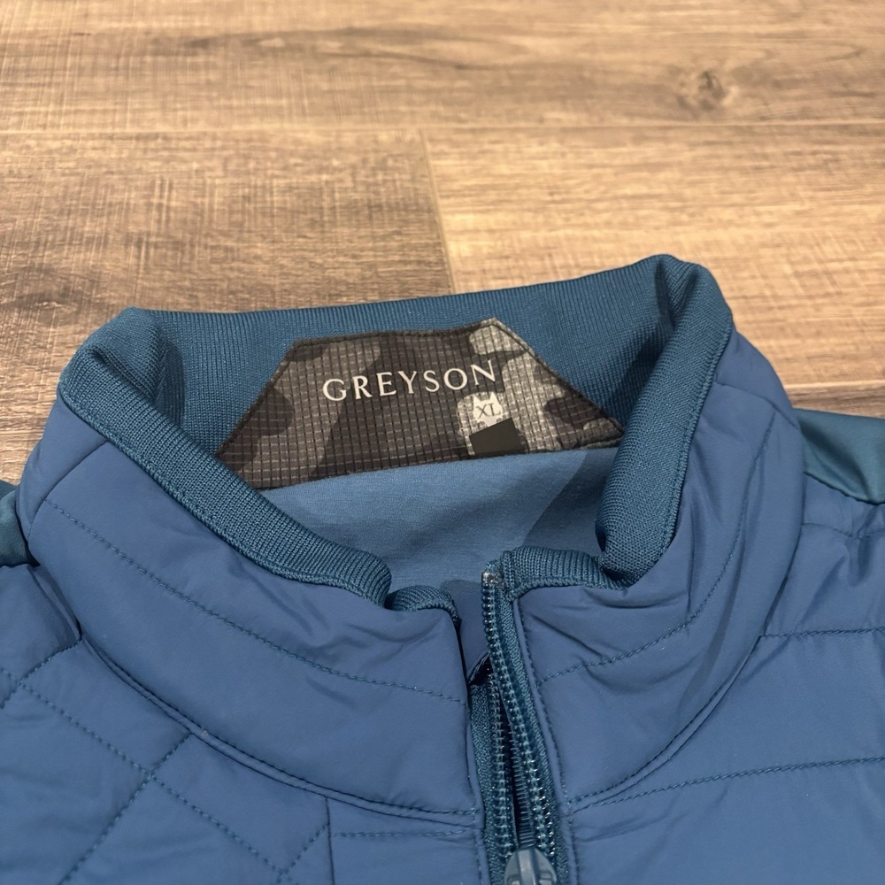 GREYSON Yukon Hybrid Golf Jacket Mens XL Blue Quilted Puffer Full Zip Outerwear - Picture 3 of 10